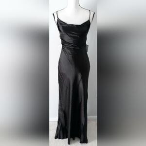 Morgan & Co. Black Satin Maxi Slip Dress